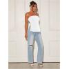 imageFloerns Womens Solid Strapless Bandeau Split Hem Casual Tube TopWhite