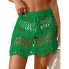 imageFloerns Womens Bathing Suit Tie Waist Crochet Beach Cover Up SkirtGreen