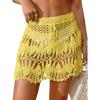imageFloerns Womens Bathing Suit Tie Waist Crochet Beach Cover Up SkirtYellow L