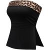 imageFloerns Womens Solid Strapless Bandeau Split Hem Casual Tube TopBlack Leopard