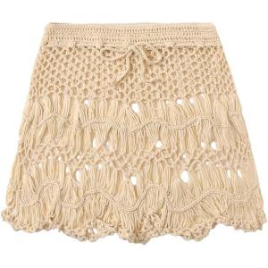 imageFloerns Womens Bathing Suit Tie Waist Crochet Beach Cover Up SkirtApricot