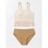 imageFloerns Girls Color Block Ruffle Trim Two Piece Bikini SwimsuitBeige