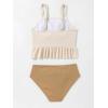 imageFloerns Girls Color Block Ruffle Trim Two Piece Bikini SwimsuitBeige
