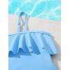 imageFloerns Girls Monokini Swimwear One Shoulder Ruffle Trim Cut Out One Piece SwimsuitBlue and White