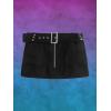 imageFloerns Womens Casual A Line Flare Jean Denim Mini Skirts with PocketBlackwith Belted