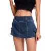 imageFloerns Womens Casual A Line Flare Jean Denim Mini Skirts with PocketDark Blue