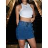 imageFloerns Womens Casual A Line Flare Jean Denim Mini Skirts with PocketDeep Blue