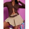 imageFloerns Womens Casual A Line Flare Jean Denim Mini Skirts with PocketKhakiwith Belted