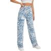 imageFloerns Womens High Waist Print Pants Y2K Print Wide Leg Denim JeansBlue