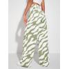 imageFloerns Womens High Waist Print Pants Y2K Print Wide Leg Denim JeansGreen White