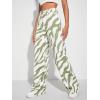 imageFloerns Womens High Waist Print Pants Y2K Print Wide Leg Denim JeansGreen White