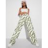 imageFloerns Womens High Waist Print Pants Y2K Print Wide Leg Denim JeansGreen White