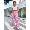 imageFloerns Womens High Waist Print Pants Y2K Print Wide Leg Denim JeansHeart Pink