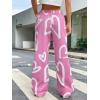 imageFloerns Womens High Waist Print Pants Y2K Print Wide Leg Denim JeansHeart Pink