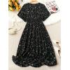 imageFloerns Womens Plus Size Boho Floral V Neck Short Sleeve A Line Long DressBlack Ink