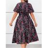 imageFloerns Womens Plus Size Boho Floral V Neck Short Sleeve A Line Long DressBlack Multi