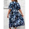 imageFloerns Womens Plus Size Boho Floral V Neck Short Sleeve A Line Long DressBlue Multi