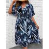 imageFloerns Womens Plus Size Boho Floral V Neck Short Sleeve A Line Long DressBlue Multi