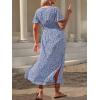 imageFloerns Womens Plus Size Boho Floral V Neck Short Sleeve A Line Long DressSky Blue