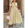 imageFloerns Womens Plus Size Boho Floral V Neck Short Sleeve A Line Long DressYellow Multi