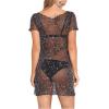 imageFloerns Womens Sheer Mesh See Through Glitter Swimsuit Cover Up