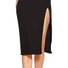imageFloerns Womens Solid Strapless Split Thigh Tube Dress Side Slit Bodycon Midi DressesBlack