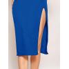 imageFloerns Womens Solid Strapless Split Thigh Tube Dress Side Slit Bodycon Midi DressesBlue