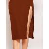 imageFloerns Womens Solid Strapless Split Thigh Tube Dress Side Slit Bodycon Midi DressesRust Brown
