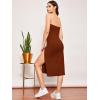 imageFloerns Womens Solid Strapless Split Thigh Tube Dress Side Slit Bodycon Midi DressesRust Brown