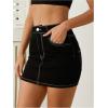 imageFloerns Womens Stretch High Waisted Short Mini Denim Skirt Jeans SkirtsA Black