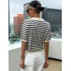 imageFloerns Womens Striped Print Short Sleeve Collar Neck Knitted Casual Tee ShirtBlack and White