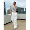 imageFloerns Womens Striped Print Short Sleeve Collar Neck Knitted Casual Tee ShirtBlack and White