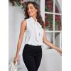 imageFloerns Womens Tie Bow Neck Sleeveless Chiffon Solid Blouse TopA White