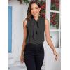 imageFloerns Womens Tie Bow Neck Sleeveless Chiffon Solid Blouse TopBlack