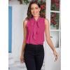 imageFloerns Womens Tie Bow Neck Sleeveless Chiffon Solid Blouse TopHot Pink