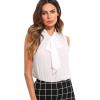 imageFloerns Womens Tie Bow Neck Sleeveless Chiffon Solid Blouse TopWhite