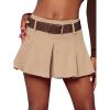 imageFloerns Womens Casual A Line Flare Jean Denim Mini Skirts with PocketKhakiwith Belted