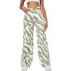 imageFloerns Womens High Waist Print Pants Y2K Print Wide Leg Denim JeansGreen White