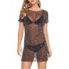 imageFloerns Womens Sheer Mesh See Through Glitter Swimsuit Cover Up
