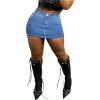 imageFloerns Womens Stretch High Waisted Short Mini Denim Skirt Jeans SkirtsLight Blue
