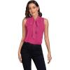 imageFloerns Womens Tie Bow Neck Sleeveless Chiffon Solid Blouse TopHot Pink
