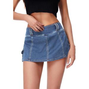 imageFloerns Womens Casual A Line Flare Jean Denim Mini Skirts with PocketLight Blue