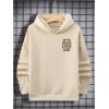 imageFloerns Mens Long Sleeve Lightweight Drawstring Letter Print Graphic Hoodies Sweatshirt TopsApricot and Brown