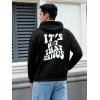 imageFloerns Mens Long Sleeve Lightweight Drawstring Letter Print Graphic Hoodies Sweatshirt TopsBlack Dull Slogan