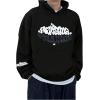 imageFloerns Mens Long Sleeve Lightweight Drawstring Letter Print Graphic Hoodies Sweatshirt TopsBlack Ink White