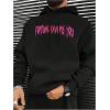 imageFloerns Mens Long Sleeve Lightweight Drawstring Letter Print Graphic Hoodies Sweatshirt TopsBlack Pink Multi