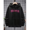 imageFloerns Mens Long Sleeve Lightweight Drawstring Letter Print Graphic Hoodies Sweatshirt TopsBlack Pink Multi