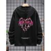 imageFloerns Mens Long Sleeve Lightweight Drawstring Letter Print Graphic Hoodies Sweatshirt TopsBlack Pink Multi