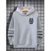 imageFloerns Mens Long Sleeve Lightweight Drawstring Letter Print Graphic Hoodies Sweatshirt TopsLight Grey Black