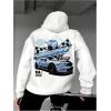 imageFloerns Mens Long Sleeve Lightweight Drawstring Letter Print Graphic Hoodies Sweatshirt TopsWhite Car